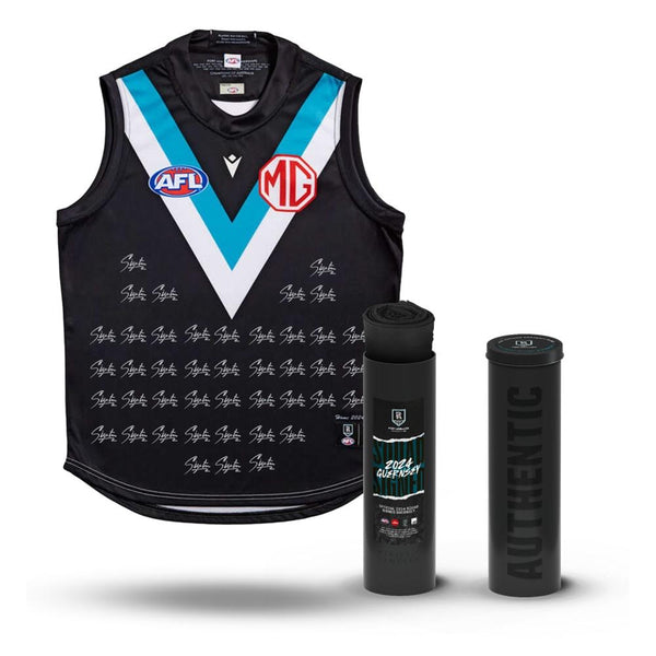 PORT ADELAIDE-FRAMED PORT ADELAIDE FOOTBALL CLUB 2024 SQUAD SIGNED GUERNSEY