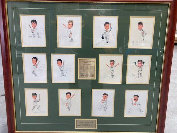 CRICKET-Test players 1993/94. 12 Signed image of each player by Martin Harris