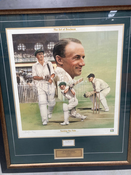 BRADMAN-Turning the Tide 1937/Art of Bradman print/Signed card