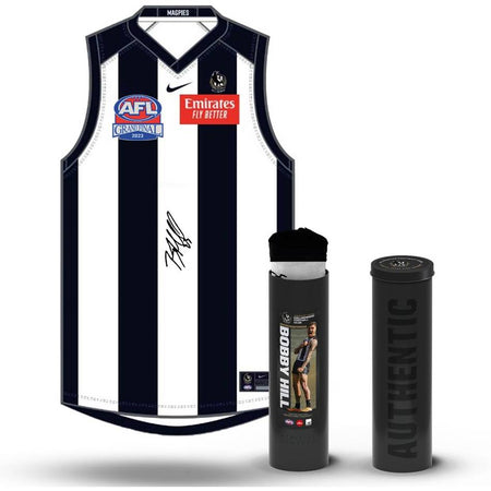 COLLINGWOOD-Mason Cox Signed Photo With 2023 Premiership Guernsey