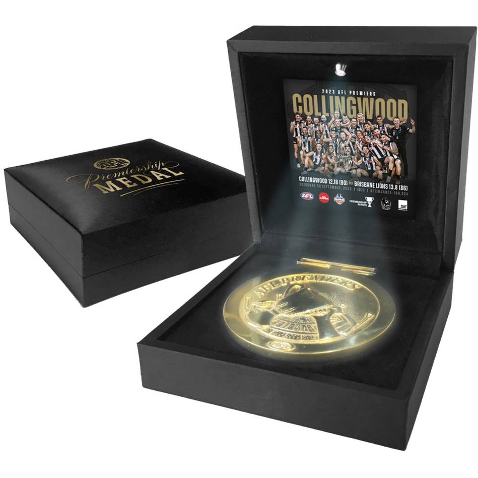 COLLINGWOOD 2023 PREMIERS MEDAL DISPLAY