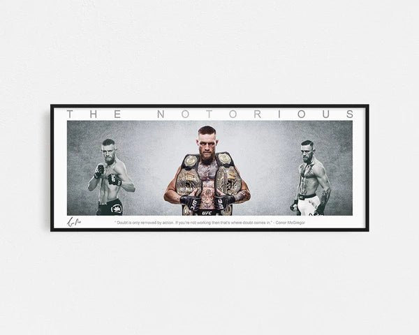 CONOR MCGREGOR PANORAMIC COLLAGE PRINT SIGNED FRAMED WINGS