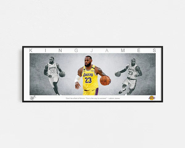 LEBRON JAMES PANORAMIC COLLAGE PRINT SIGNED FRAMED WINGS