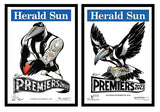 COLLINGWOOD Mark Knight 2010&2023 Premiers Poster Framed