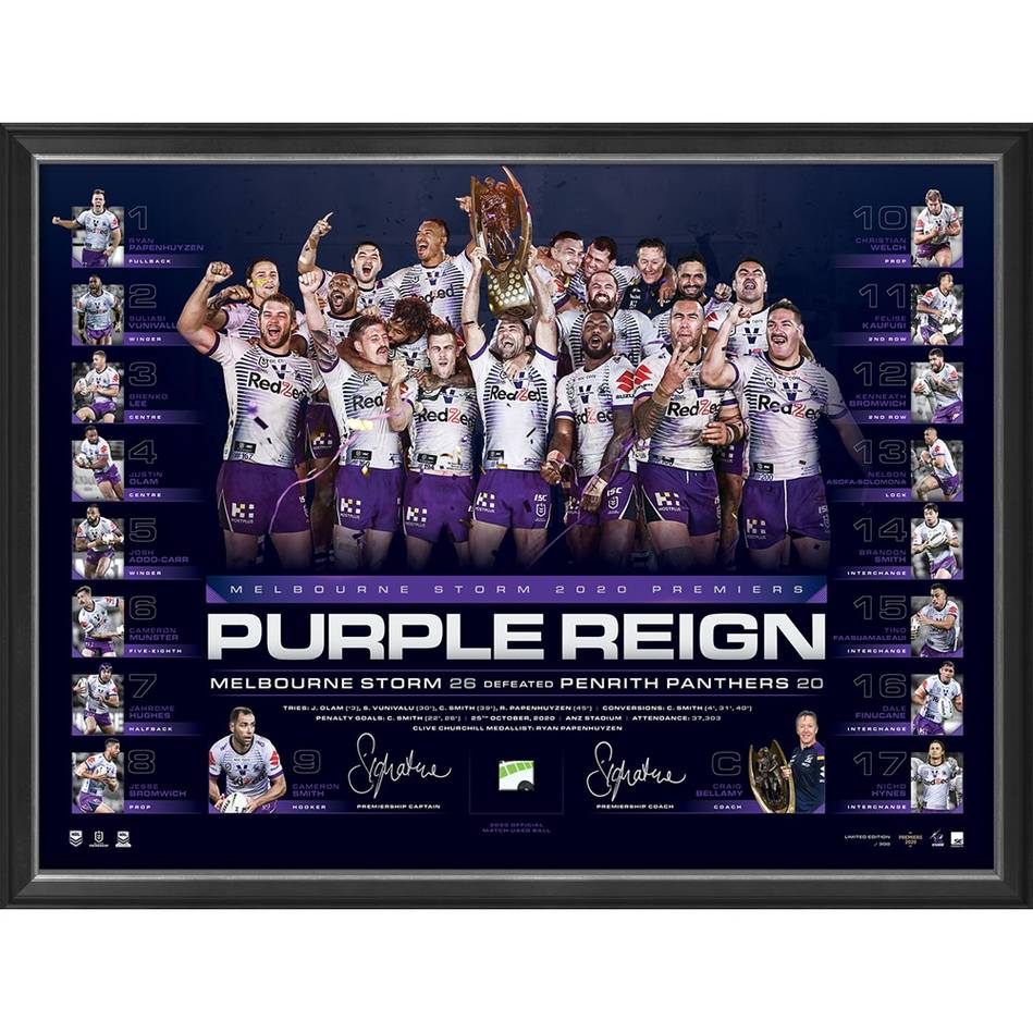 NRL-MELBOURNE STORM 2020 PREMIERS DUAL SIGNED LITHOGRAPH