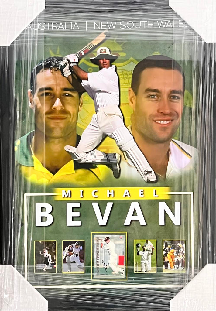 CRICKET-Michael Bevan Signed Card/Image/ Framed
