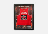 BASKETBALL-Michael Jordan Signed Facimile Signature Series Jersey Framed