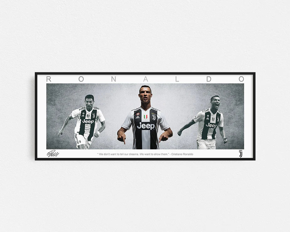 RONALDO PANORAMIC COLLAGE PRINT SIGNED FRAMED WINGS