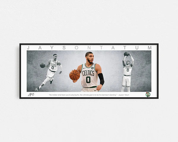 JAYSON TATUM PANORAMIC COLLAGE PRINT SIGNED FRAMED WINGS