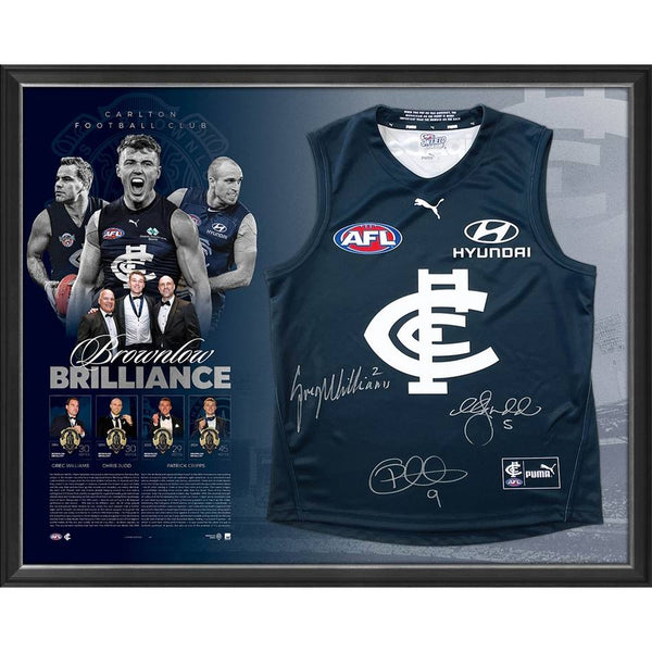 CARLTON Football Club Triple Signed Brownlow Guernsey