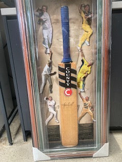 CRICKET-Shane Warne Signed Bat/ Framed