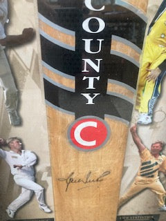 CRICKET-Shane Warne Signed Bat/ Framed