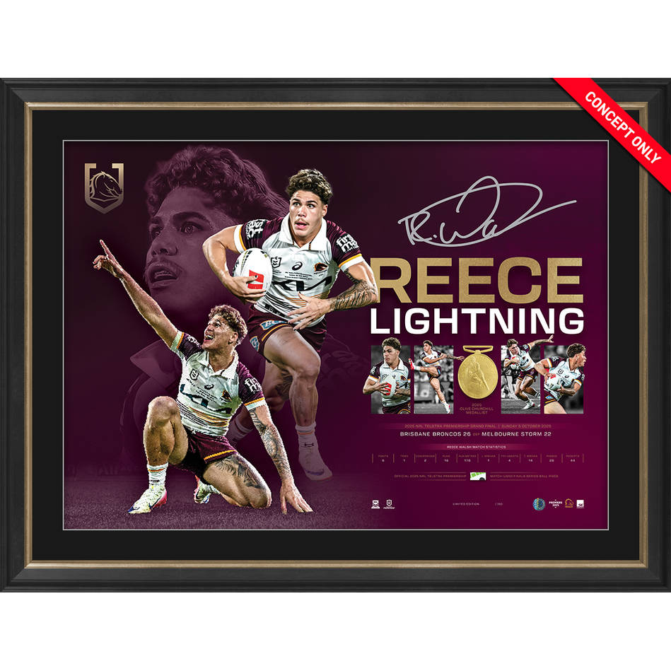 NRL- BRISBANE BRONCOS Reece Walsh Signed Lithograph