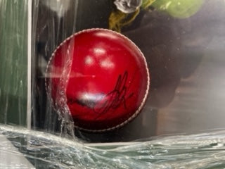 CRICKET-Jeff Thomson signed Cricket Ball with Image & Record