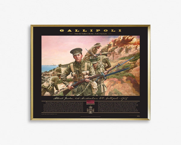 ANZAC-Gallipoli -The Victoria Cross Framed Print/Albert Jacka- First VC Winner - FRAMED