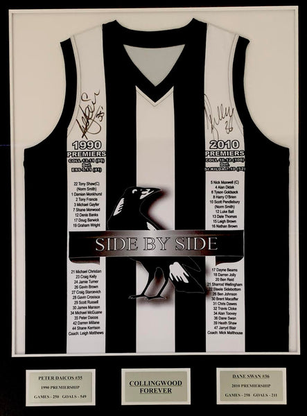 Collingwood "Side By Side" Dual Premiership jumper 1990/2010 Signed Tony Shaw & Nick Maxwell JUMPER ONLY