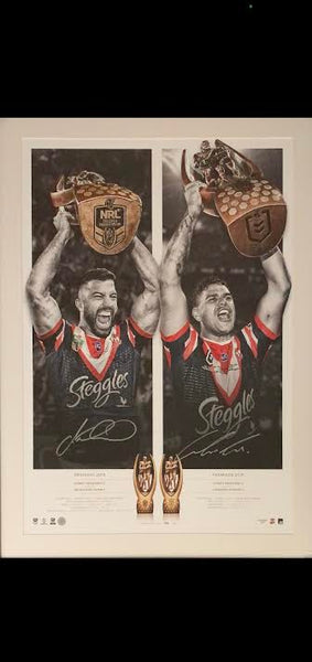 NRL-Sydney Roosters Dual Signed Premiers Lithograph