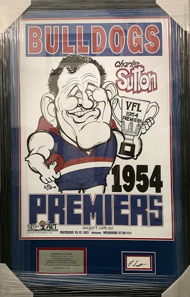 Western Bulldogs 1954 Premiership Frame Signed by Charlie Sutton
