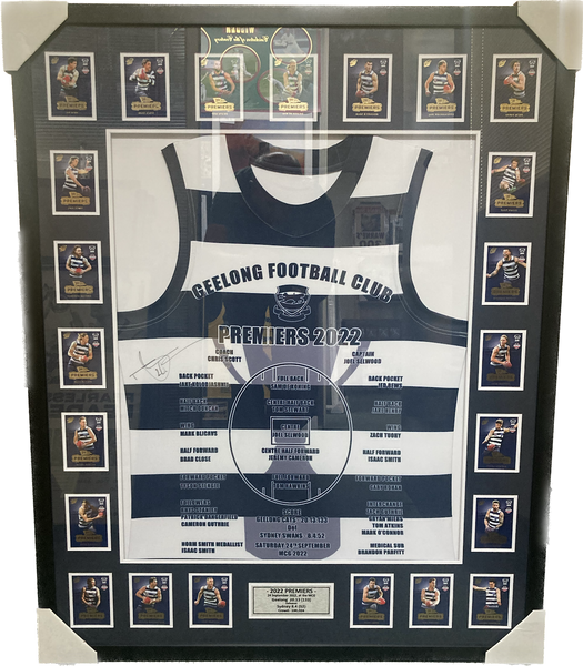GEELONG-Tom Hawkins Signed 2022 Premiership Team Jumper With Cards