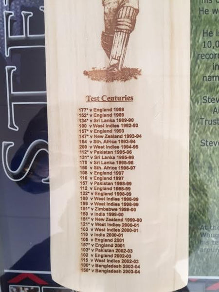 CRICKET-STEVE WAUGH SIGNED BAT & CABINET  ‘The Iceman”