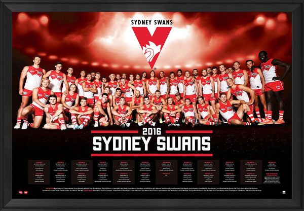 Sydney Football Club Official 2016 AFL Team Poster Framed