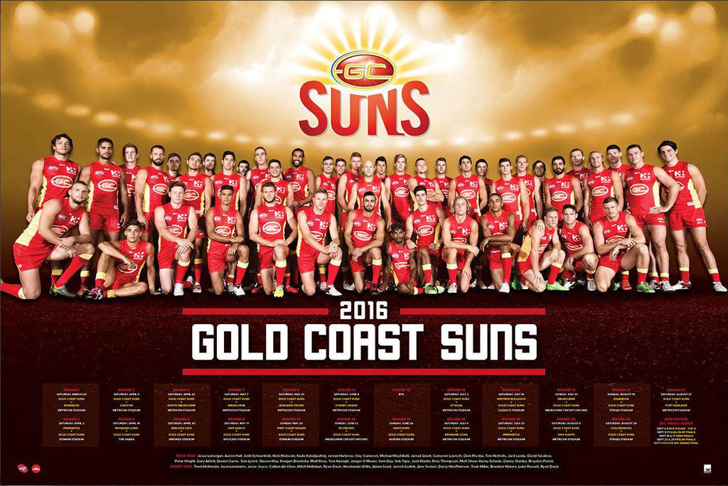 Gold Coast Suns 2016 Team Poster