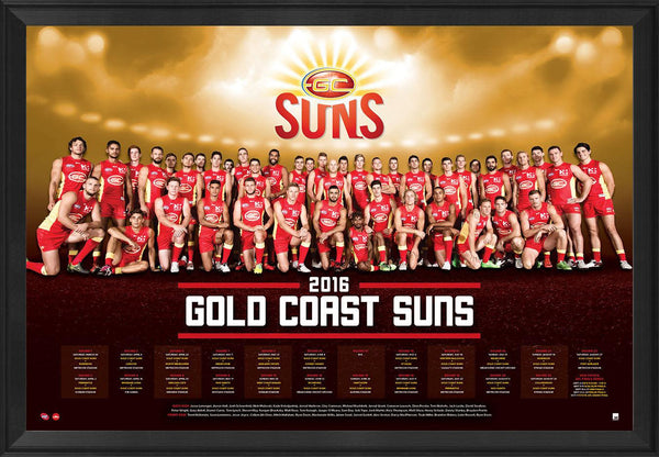 Gold Coast 2016 Team Poster Framed
