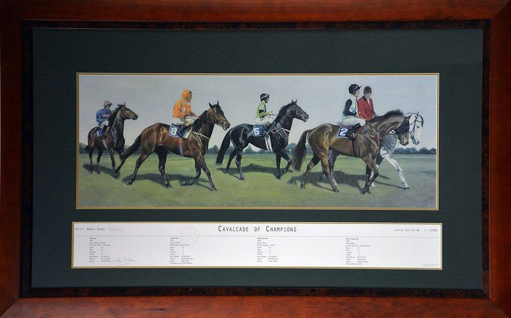 HORSE RACING-Cavalcade Of Champions Signed Print/Framed