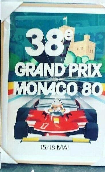 VINTAGE POSTER PRINT FRAMED ART GRAND PRIX MONACO 80