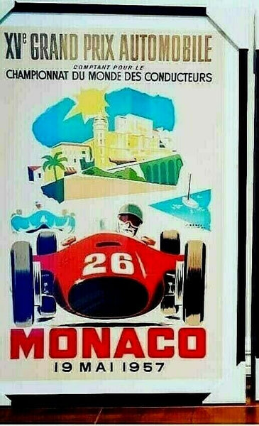 VINTAGE ART GRAND PRIX POSTER FRAMED 1957