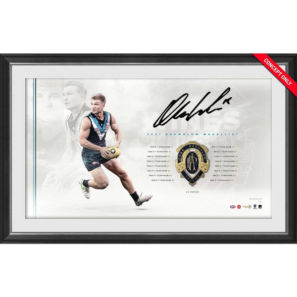PORT ADELAIDE-OLLIE WINES SIGNED BROWNLOW MEDAL LITHOGRAPH