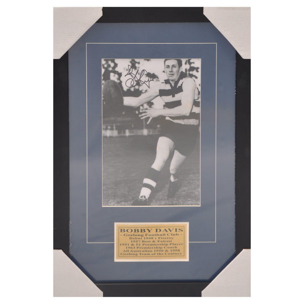 AFL-Legends of AFL/VFL Bobby Davis (deceased). Signed and Framed Photo