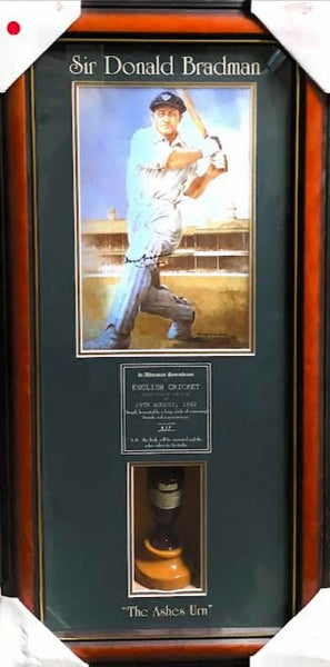 Bradman Signed photo with Ashes Replica Urn