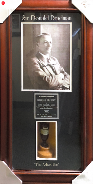 Bradman Signed photo with Ashes Urn