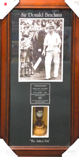 Bradman Signed photo with Ashes Urn