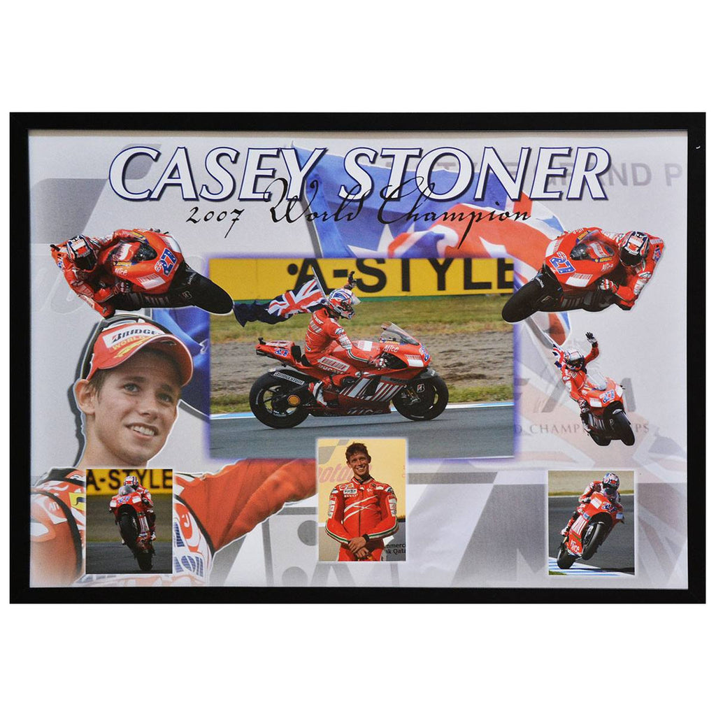 MOTOR BIKES-Casey Stoner 2007 MotoGP World Champion Poster Framed