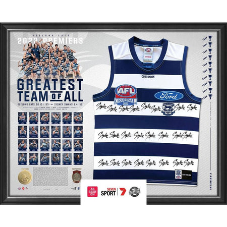 GEELONG-FRAMED GEELONG CATS 2024 SQUAD SIGNED GUERNSEY