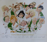 Characters Of Australian Cricket Poster - Signed by 11 Iconic Test Players