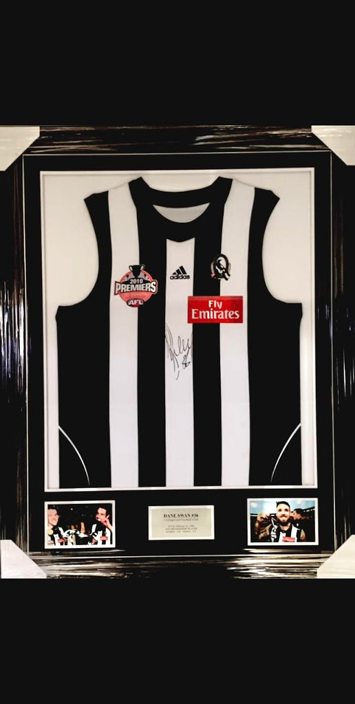 COLLINGWOOD-Dane Swan Signed 2010 Premiership Jersey Framed
