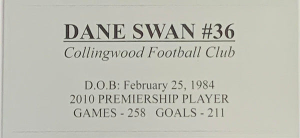 COLLINGWOOD-Dane Swan Signed 2010 Premiership Jersey Framed