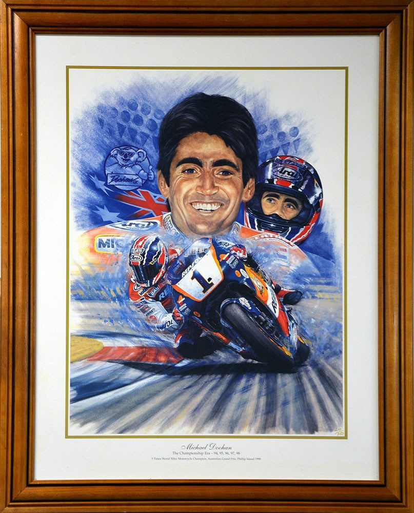 MOTOR BIKE-Mick Doohan 5x World Champion Print/Framed