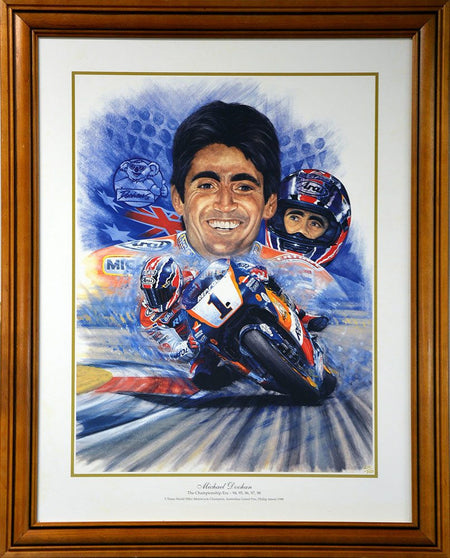 MOTOR BIKE-Mick Doohan 5x World Champion Signed Print/Framed