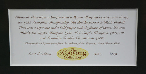 TENNIS-"Kooyong Collection" Ellsworth Vines ' Framed Photograph