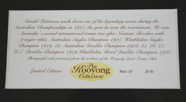TENNIS-"Kooyong Collection" Gerald Patterson  Framed Photograph
