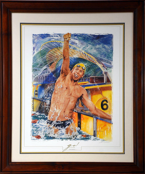 Grant Hackett Go For Gold Signed Print