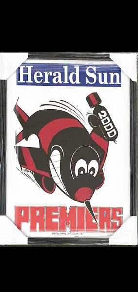 ESSENDON Bombers Mark Knight 2000 Premiership Poster/Framed