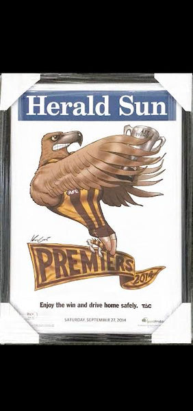 HAWTHORN Hawks 2014 Mark Knight Premiership Poster/Framed