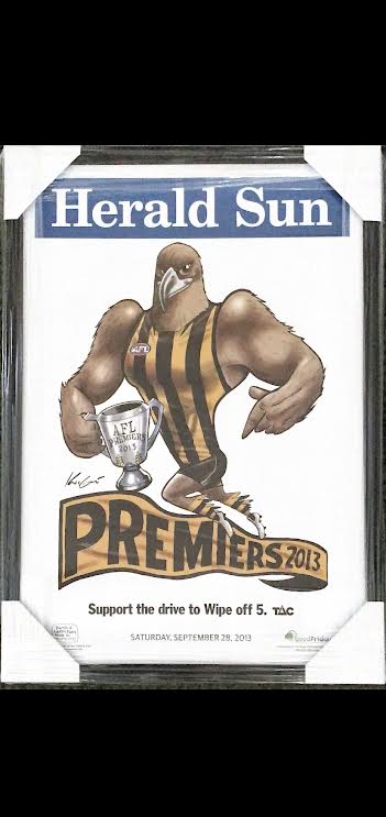 HAWTHORN Hawks 2013 Mark Knight Premiership Poster/Framed
