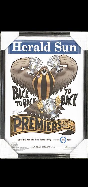 HAWTHORN-Hawks 13', 14' & 15' Mark Knight Premiership Poster/Framed