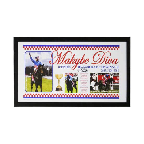 HORSE RACING-Makybe Diva Framed/Signed by Glen Boss